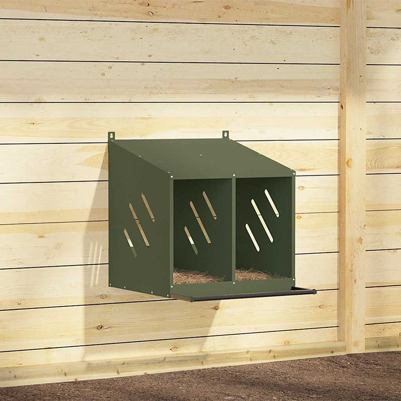 Nido per galline VidaXL con 2 scomparti in metallo verde oliva