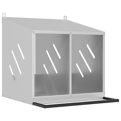 Vidaxl chicken nest box with 2 compartments galvanized metal silver-colored