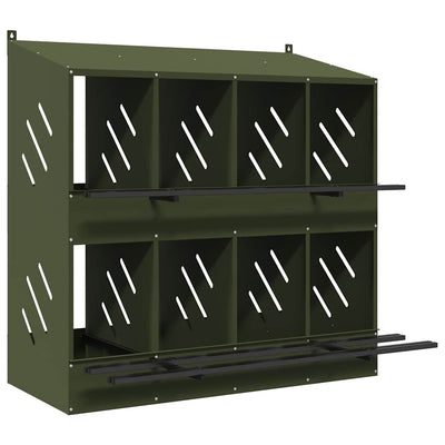 Nido para gallinas VidaXL con 8 compartimentos en metal verde oliva