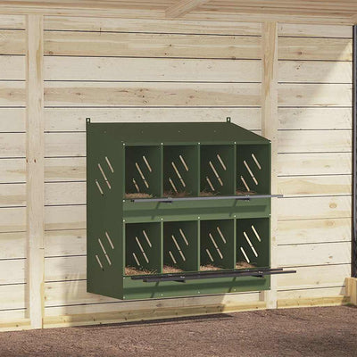 Nido para gallinas VidaXL con 8 compartimentos en metal verde oliva