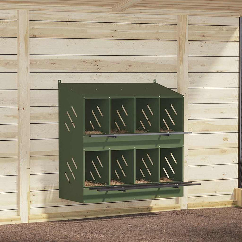 Nido para gallinas VidaXL con 8 compartimentos en metal verde oliva