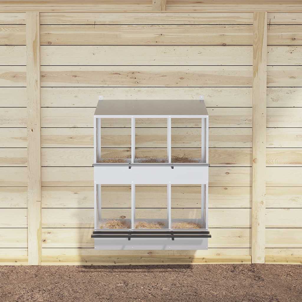 Caja nido para gallinas vidaxl con 6 compartimentos de metal galvanizado color plata
