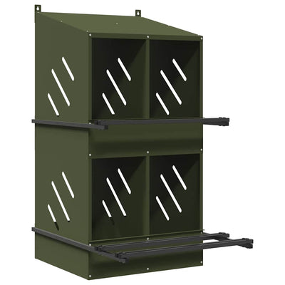 Nido per galline VidaXL con 4 scomparti in metallo verde oliva