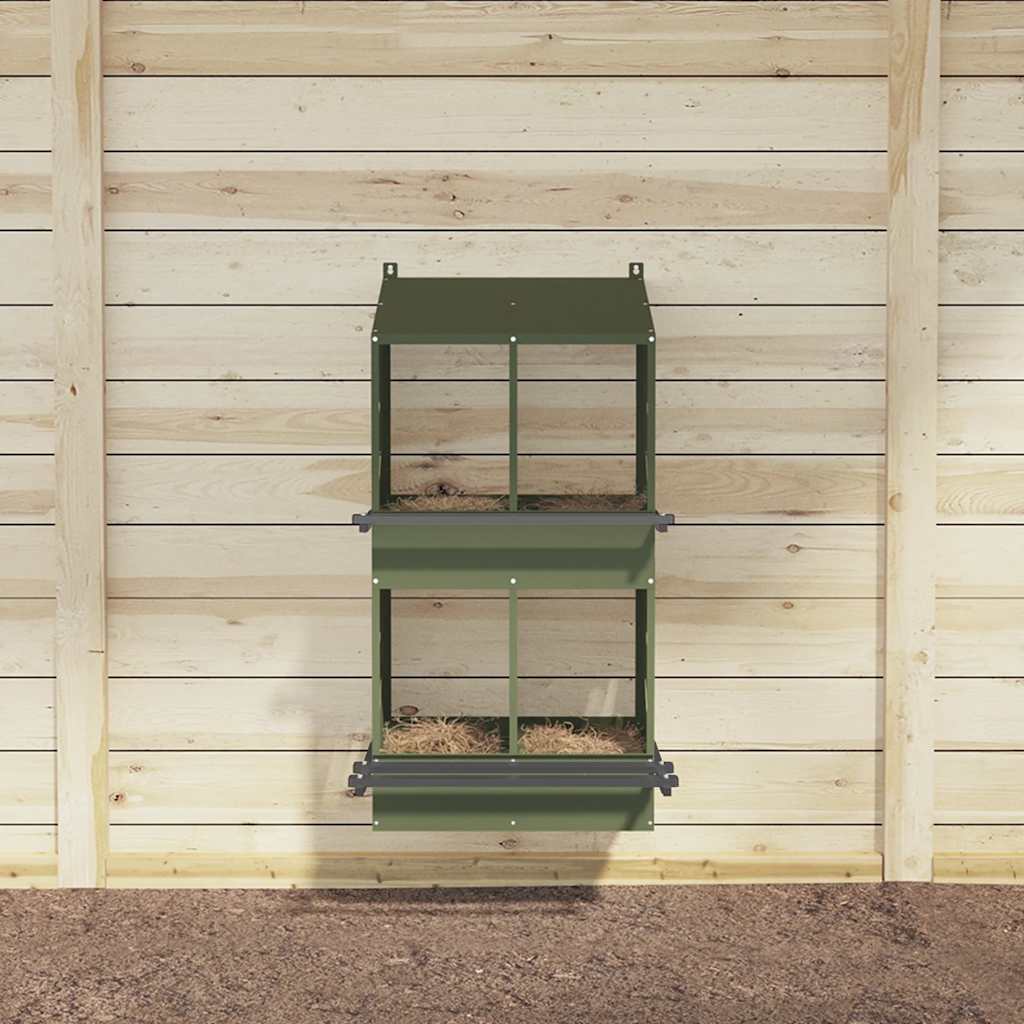 Nido per galline VidaXL con 4 scomparti in metallo verde oliva