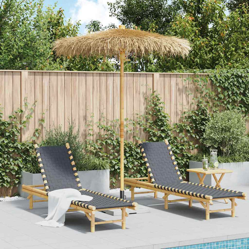 Sombrilla tiki vidaXL con dosel de hoja de plátano 180 cm bambú