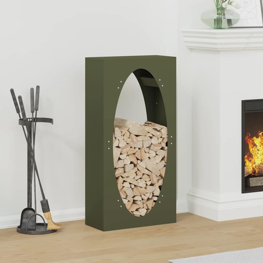 Portalegna Vidaxx 50x23x100 cm in acciaio laminato a freddo verde oliva