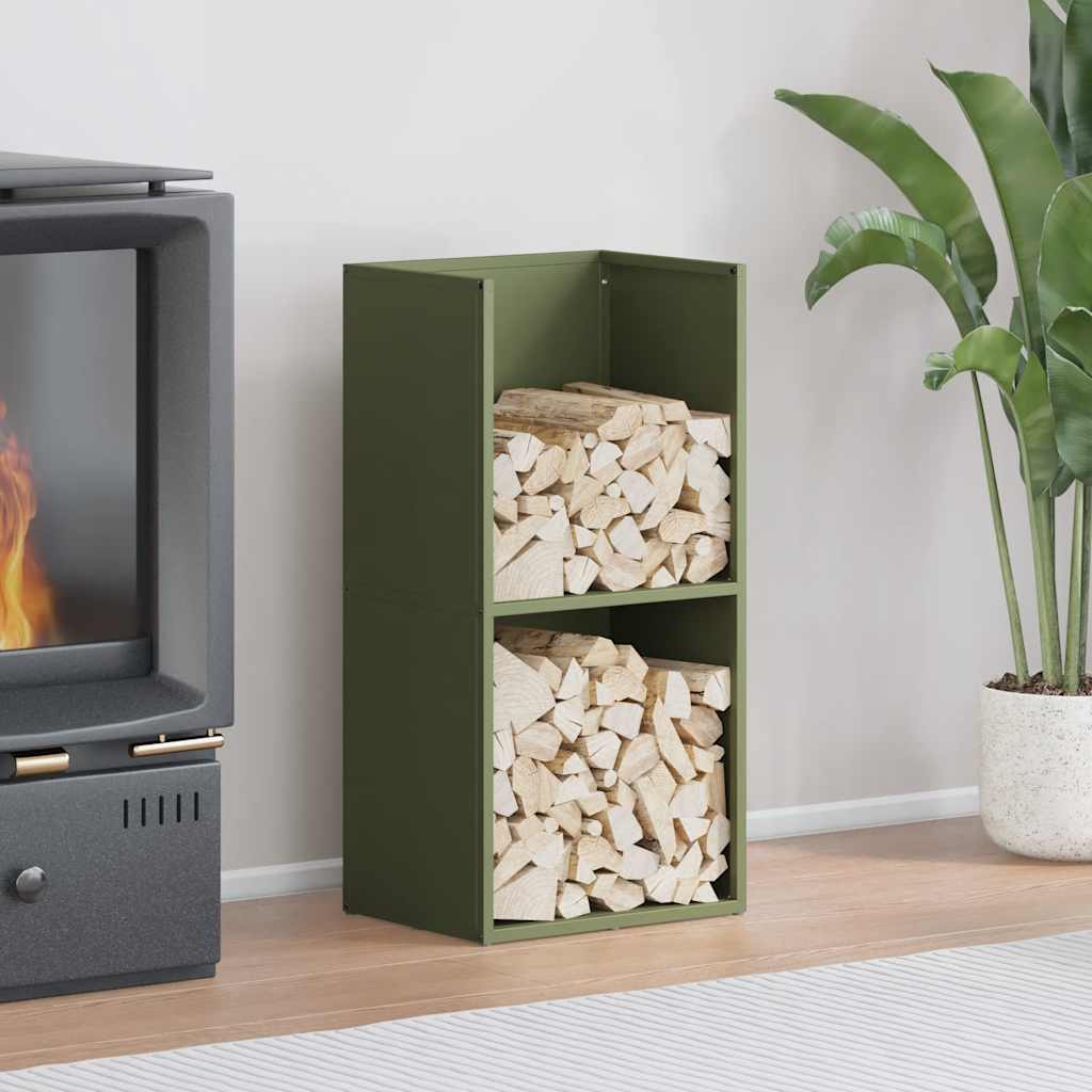 Portalegna Vidaxx 40x30x80 cm in acciaio laminato a freddo verde oliva