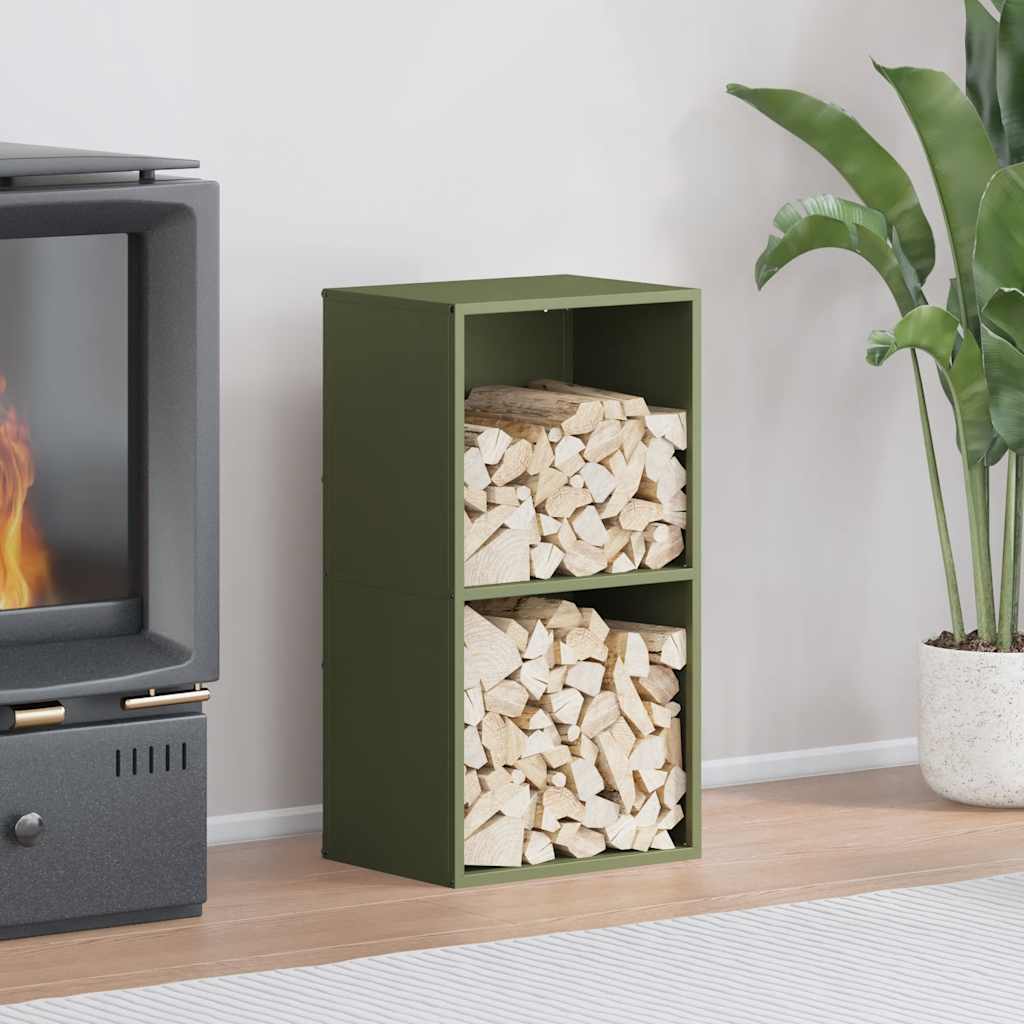 Vidaxx leñero 40x30x75 cm acero laminado en frío verde oliva
