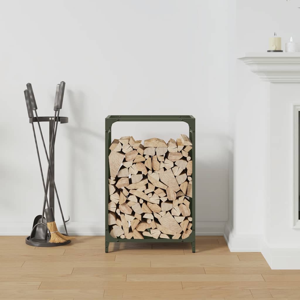 Portalegna Vidaxx 44x28x65 cm in acciaio laminato a freddo verde oliva
