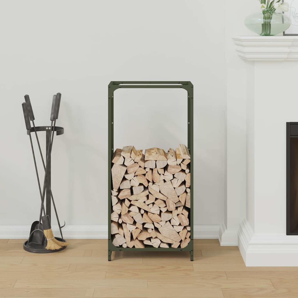 Vidaxl brandhoutrek 44x28x90 cm koudgewalst staal olijfgroen