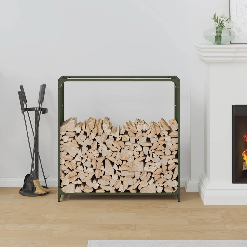Vidaxl brandhoutrek 90x28x90 cm koudgewalst staal olijfgroen