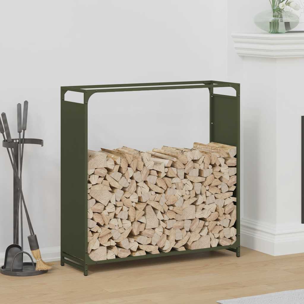 Vidaxl brandhoutrek 90x28x90 cm koudgewalst staal olijfgroen