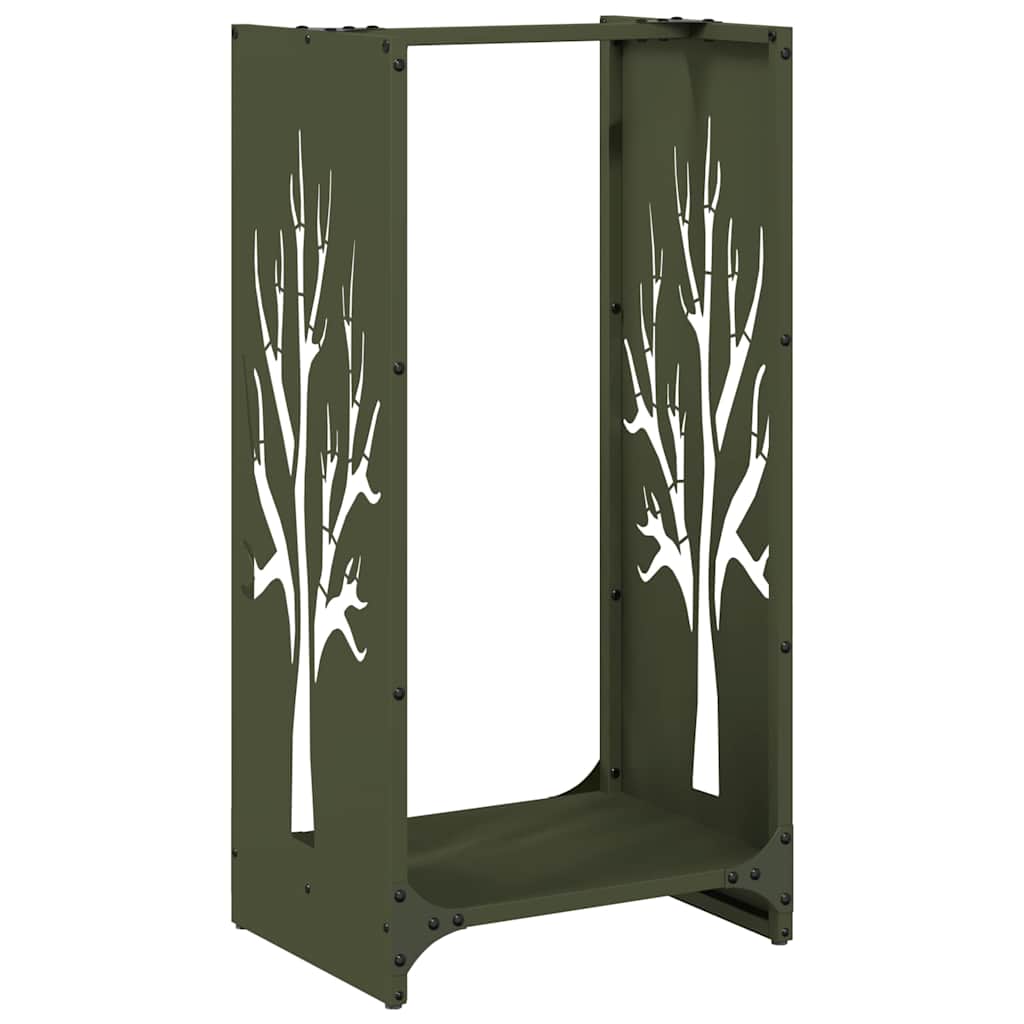 Vidaxl brandhoutrek 40x30x80 cm koudgewalst staal olijfgroen