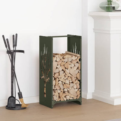 Vidaxx leñero 40x30x80 cm acero laminado en frío verde oliva