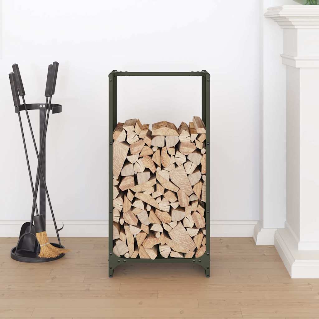 Vidaxl brandhoutrek 40x30x80 cm koudgewalst staal olijfgroen