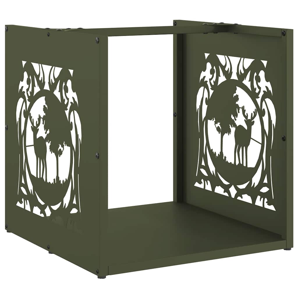 Vidaxl brandhoutrek 40x40x40 cm koudgewalst staal olijfgroen