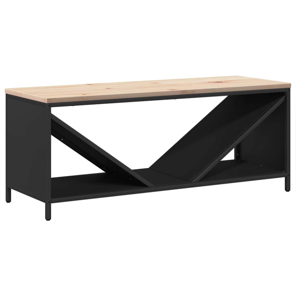 Leñero VidaXL con tapa de madera 100,5x35,5x40 cm negro