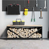 Leñero VidaXL con tapa de madera 100,5x35,5x40 cm negro