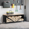 Leñero VidaXL con tapa de madera 100,5x35,5x40 cm negro