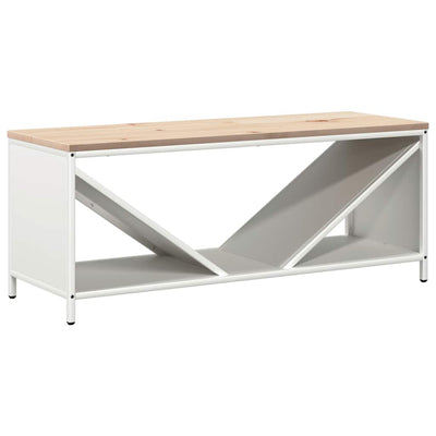 Vidaxl brandhoutrek met houten blad 100,5x35,5x40 cm wit