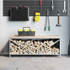 Portalegna VidaXL con piano in legno 100,5x35,5x40 cm bianco