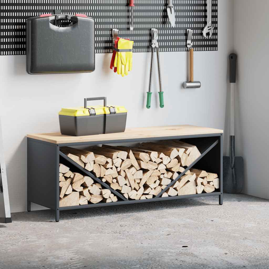 Leñero Vidaxx con tapa de madera 100,5x35,5x40 cm antracita