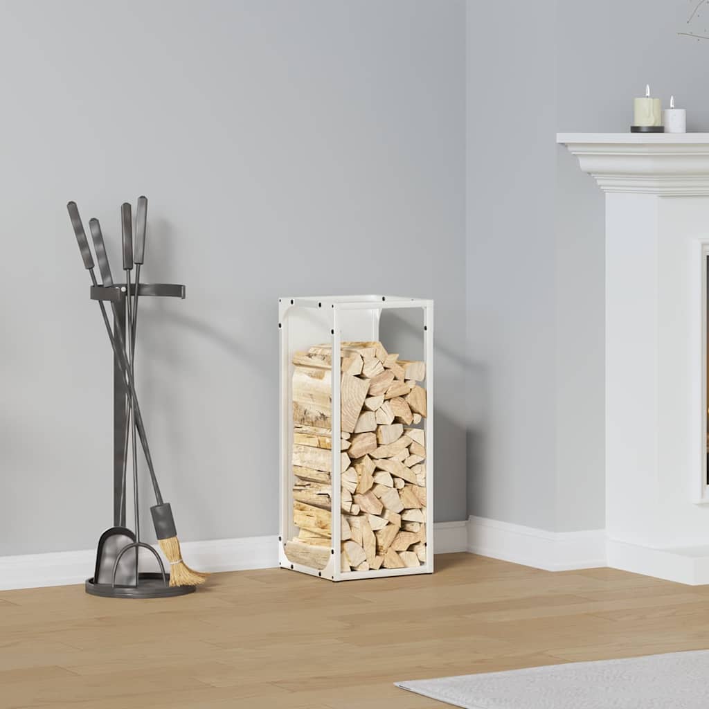 Vidaxx leñero 25x25x60 cm acero laminado en frío blanco