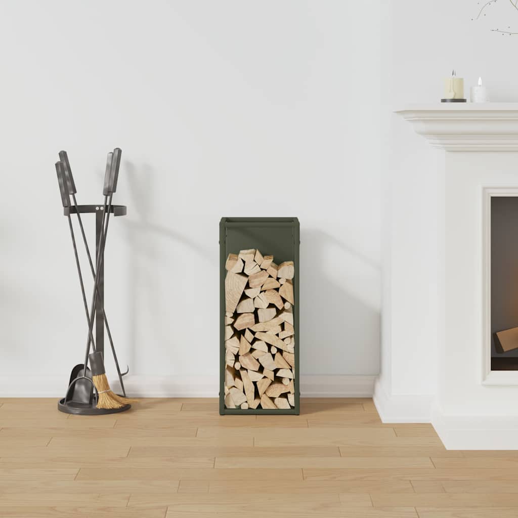 Vidaxl brandhoutrek 25x25x60 cm koudgewalst staal olijfgroen