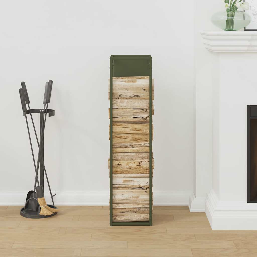 Vidaxl brandhoutrek 25x25x100 cm koudgewalst staal olijfgroen