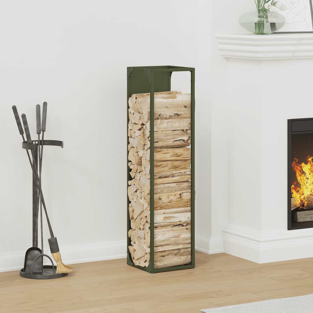 Vidaxl brandhoutrek 25x25x100 cm koudgewalst staal olijfgroen
