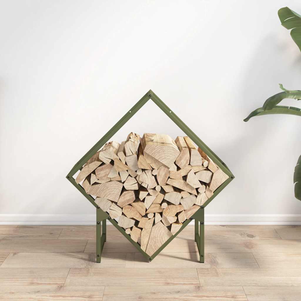 Vidaxl brandhoutrek 60x25x60 cm koudgewalst staal olijfgroen
