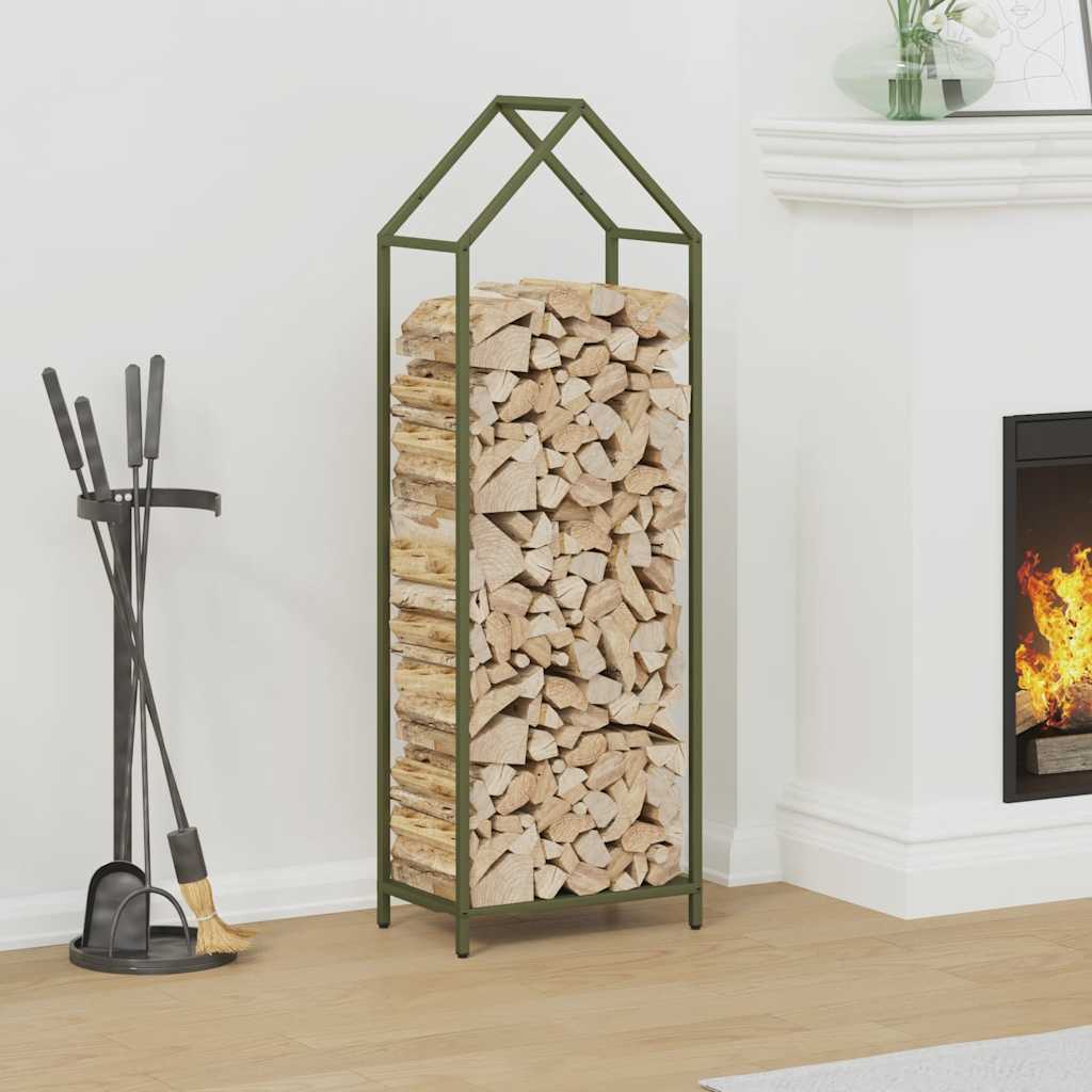 Vidaxl brandhoutrek 40x25x120 cm koudgewalst staal olijfgroen