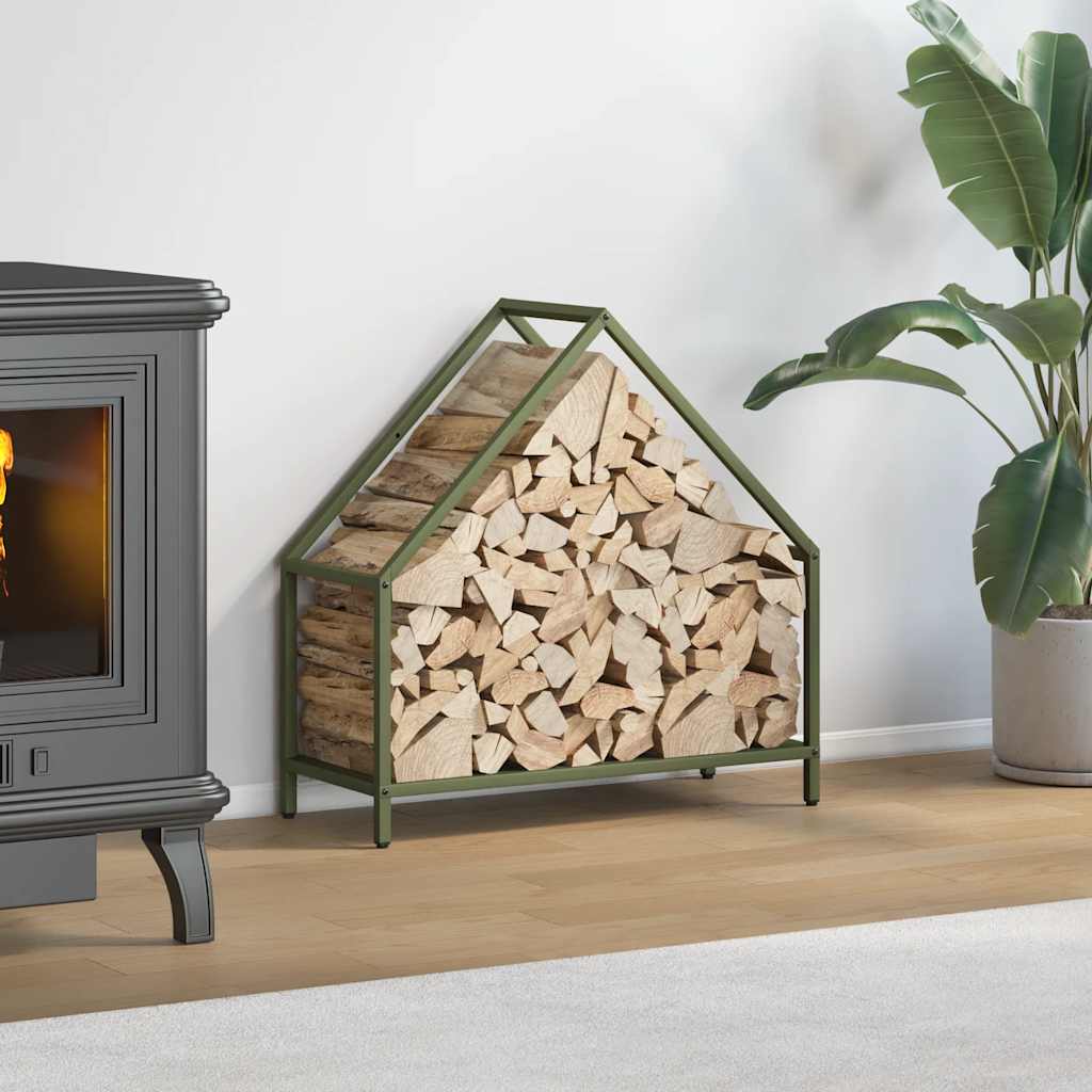 Vidaxl brandhoutrek 60x25x60 cm koudgewalst staal olijfgroen