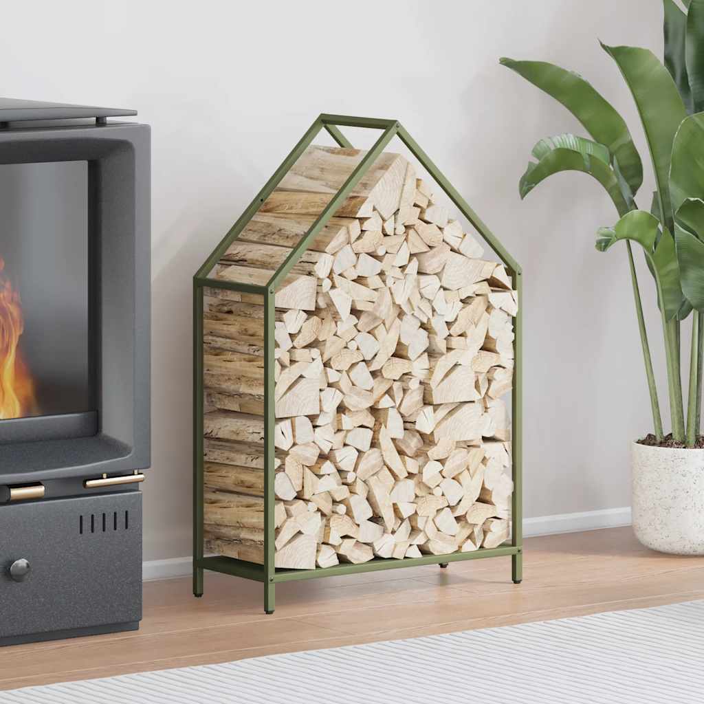 Vidaxl brandhoutrek 60x25x90 cm koudgewalst staal olijfgroen