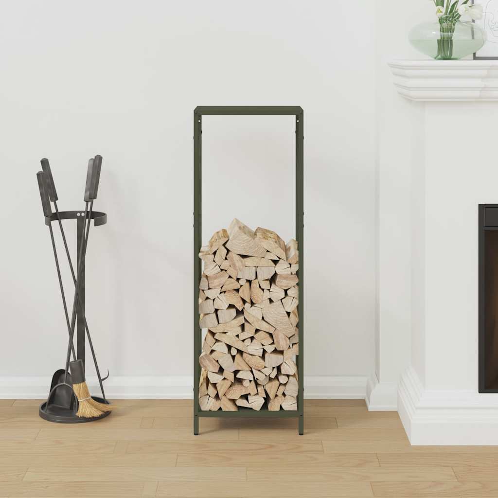 Vidaxl brandhoutrek 34x25x100 cm koudgewalst staal olijfgroen