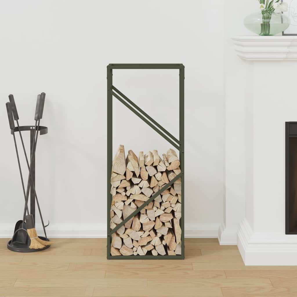 Vidaxl brandhoutrek 40x25x100 cm koudgewalst staal olijfgroen