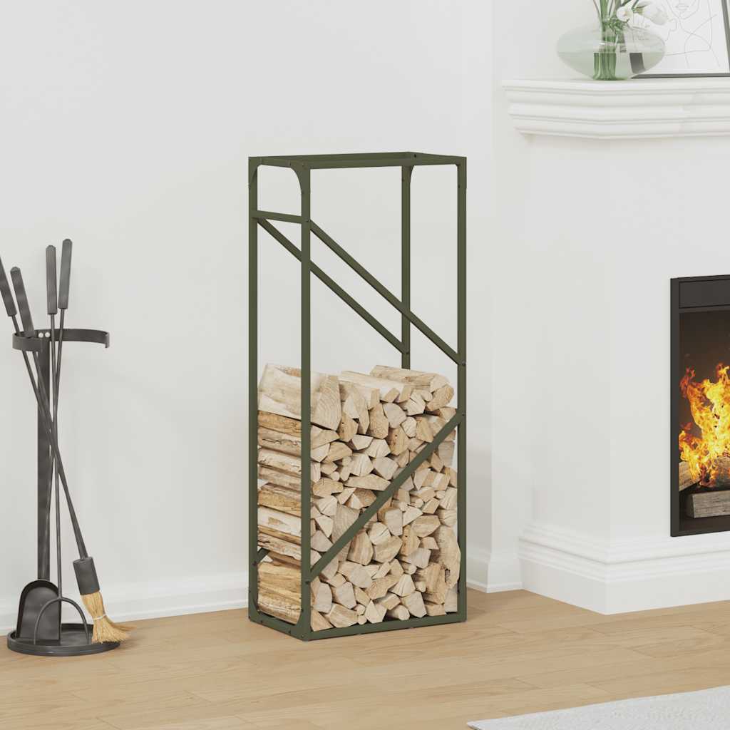 Vidaxl brandhoutrek 40x25x100 cm koudgewalst staal olijfgroen
