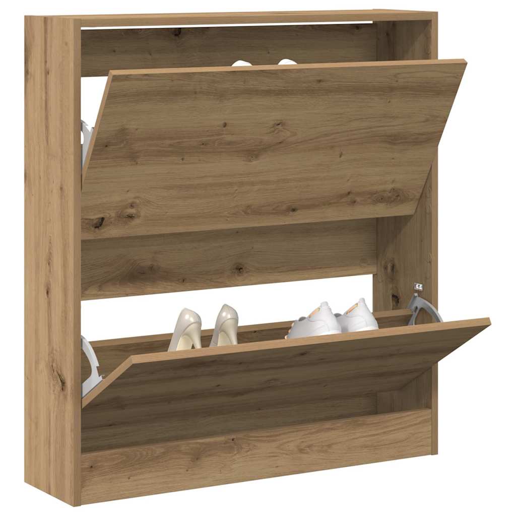 Vidaxl schoenenkast gerookt eiken 80 x 21 x 87,5 cm bewerkt hout