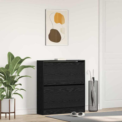 Vidaxl schoenenkast zwart eiken 80 x 21 x 87,5 cm bewerkt hout