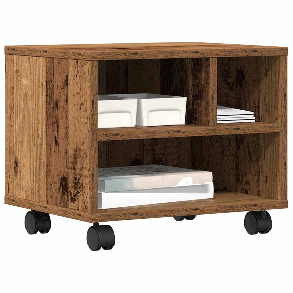 Vidaxl printerstand met opslag oudhout 41 x 32 x 33.5 cm bewerkt hout