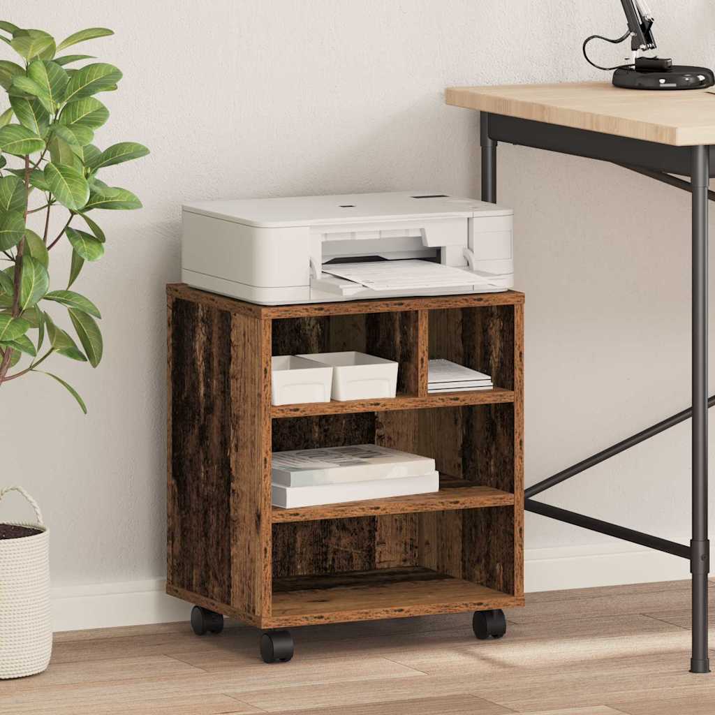 Vidaxl printerstand met opslag oud hout 41 x 32 x 48 cm bewerkt hout