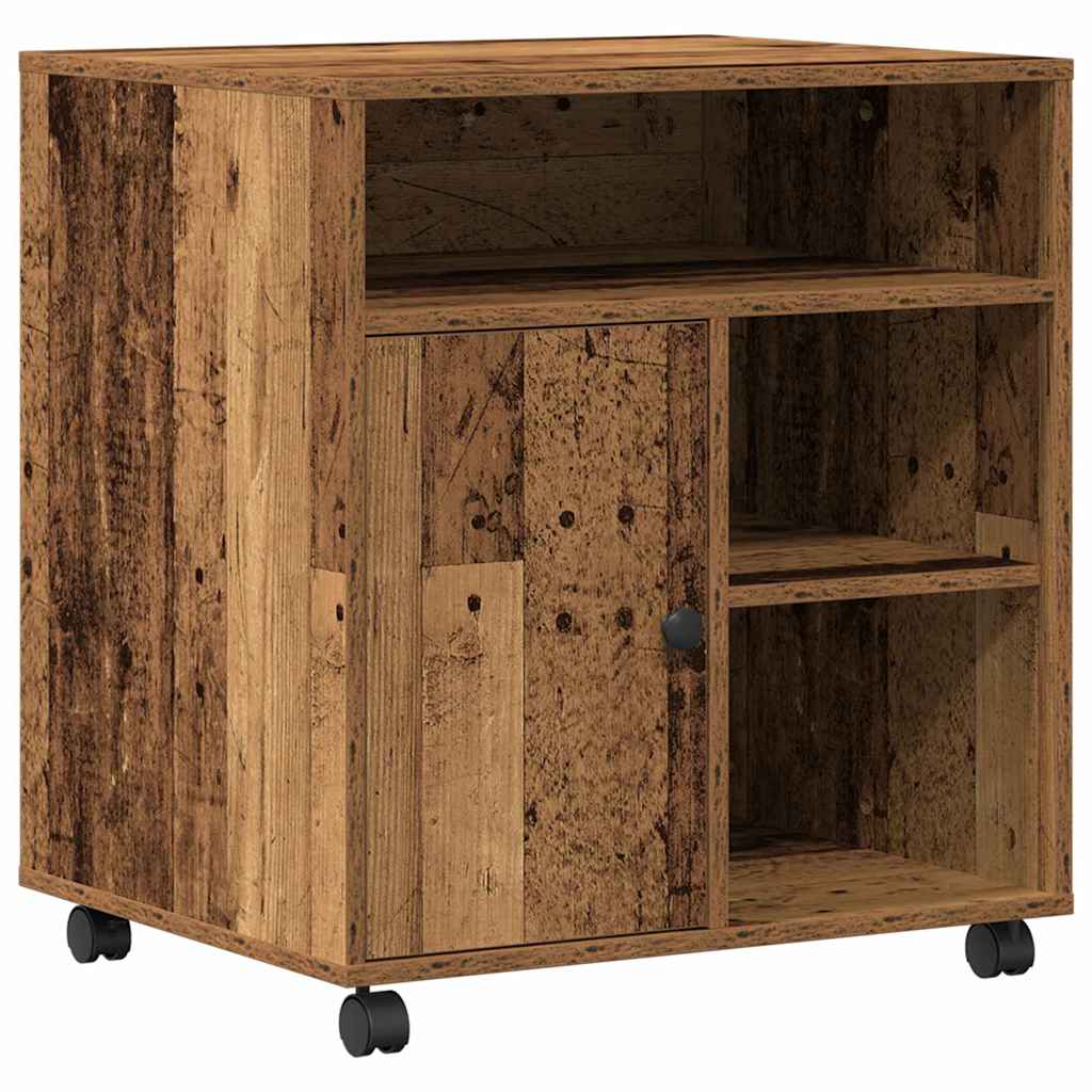 Vidaxl printerstand met opslag oud hout 60 x 50 x 67 cm bewerkt hout