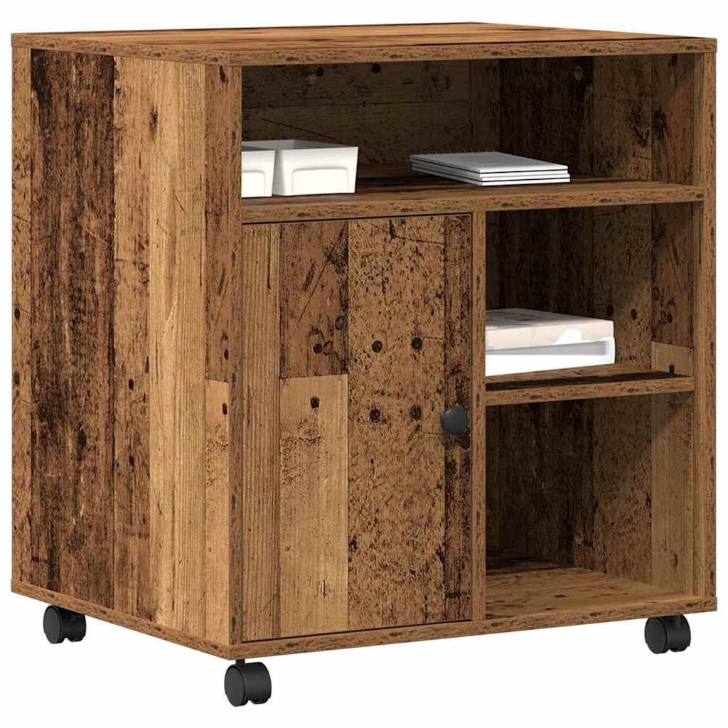Vidaxl printerstand met opslag oud hout 60 x 50 x 67 cm bewerkt hout