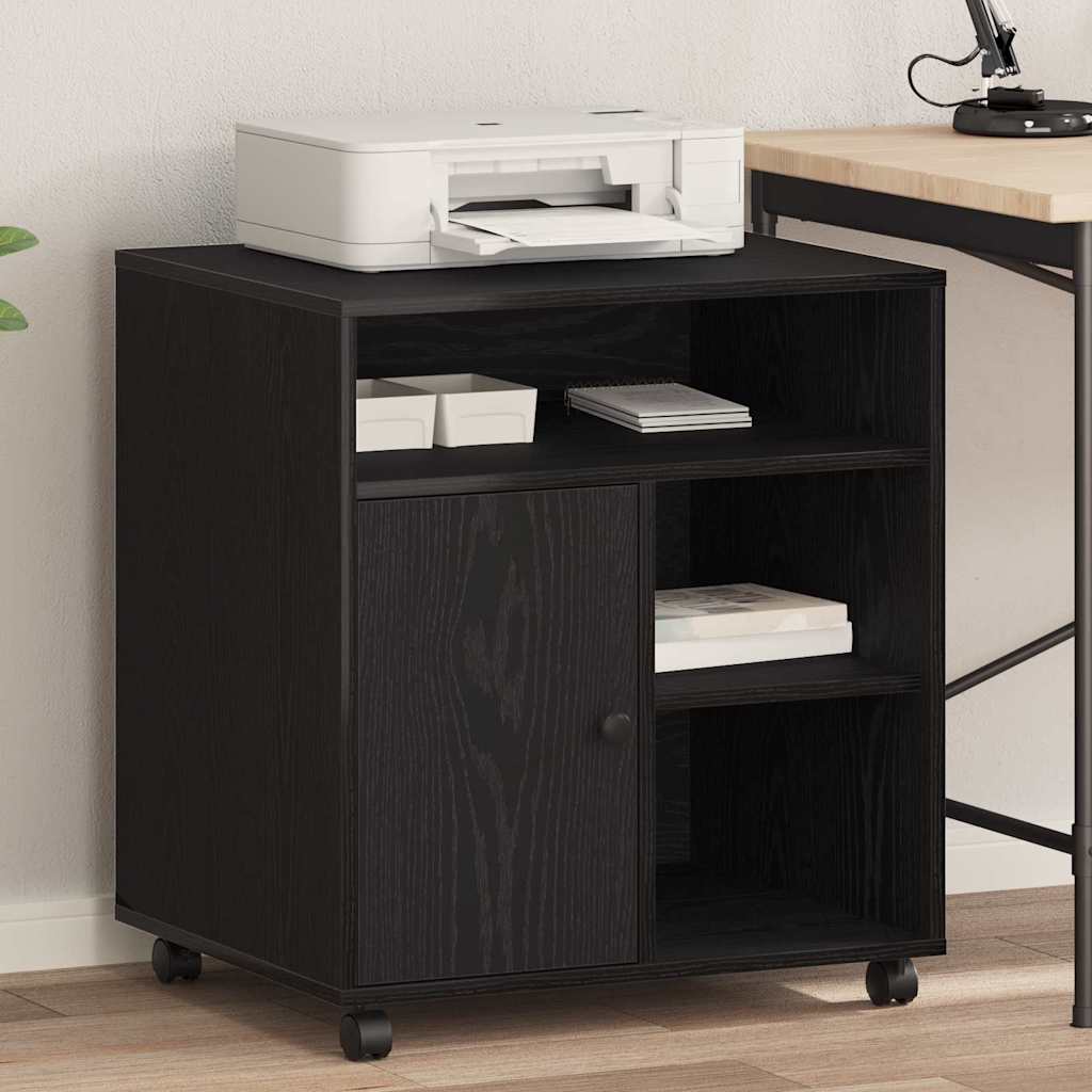 Supporto per stampante Vidaxxl rovere nero 60 x 50 x 67 cm in MDF