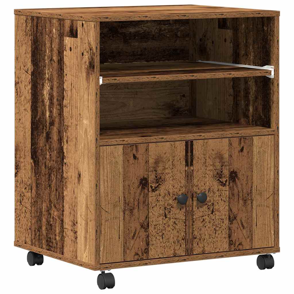 Vidaxl printerstand met opslag oudhout 60 x 48 x 74 cm bewerkt hout