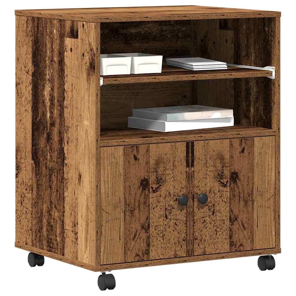 Vidaxl printerstand met opslag oudhout 60 x 48 x 74 cm bewerkt hout
