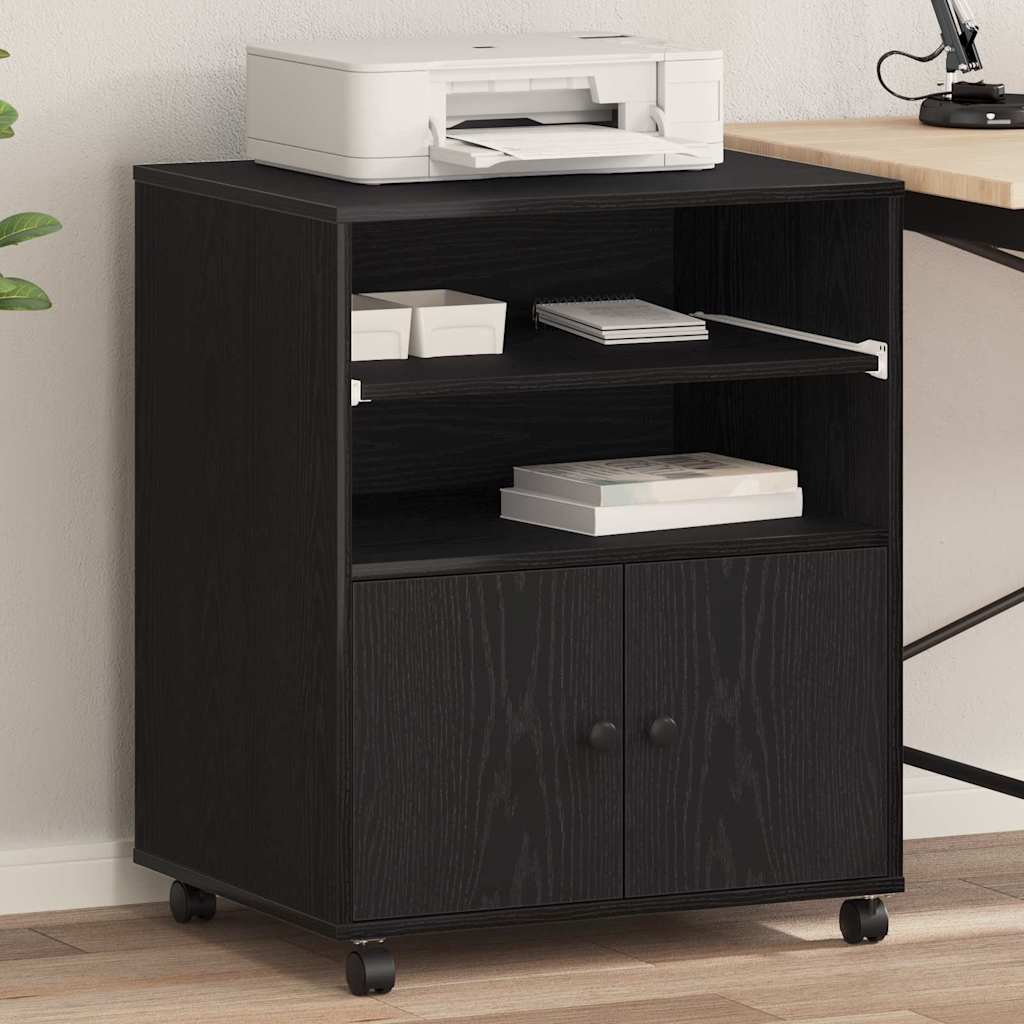 Supporto per stampante Vidaxxl rovere nero 60 x 48 x 74 cm in MDF