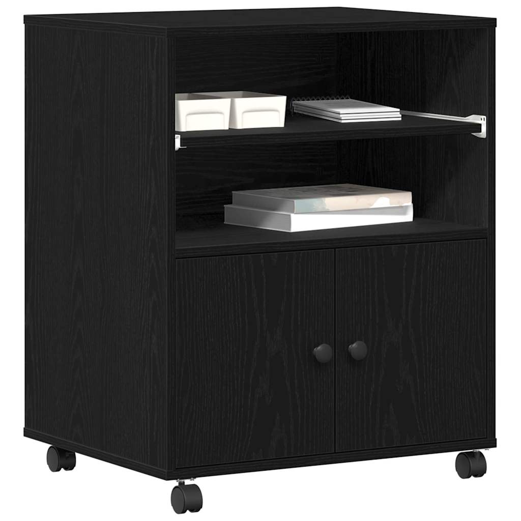 Vidaxl printerstand zwart eiken 60 x 48 x 74 cm bewerkt hout