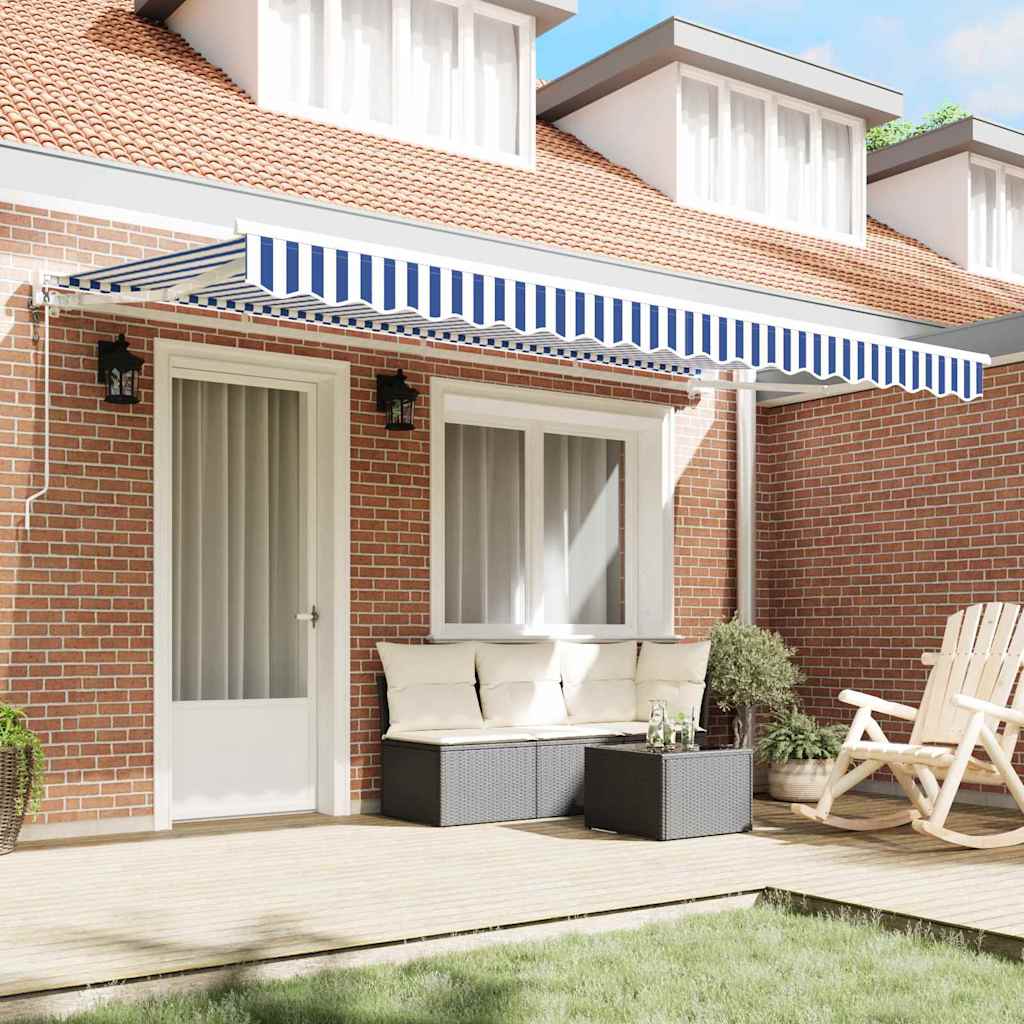 Ombrellone pieghevole Vidaxx blu e bianco 350 x 200 cm