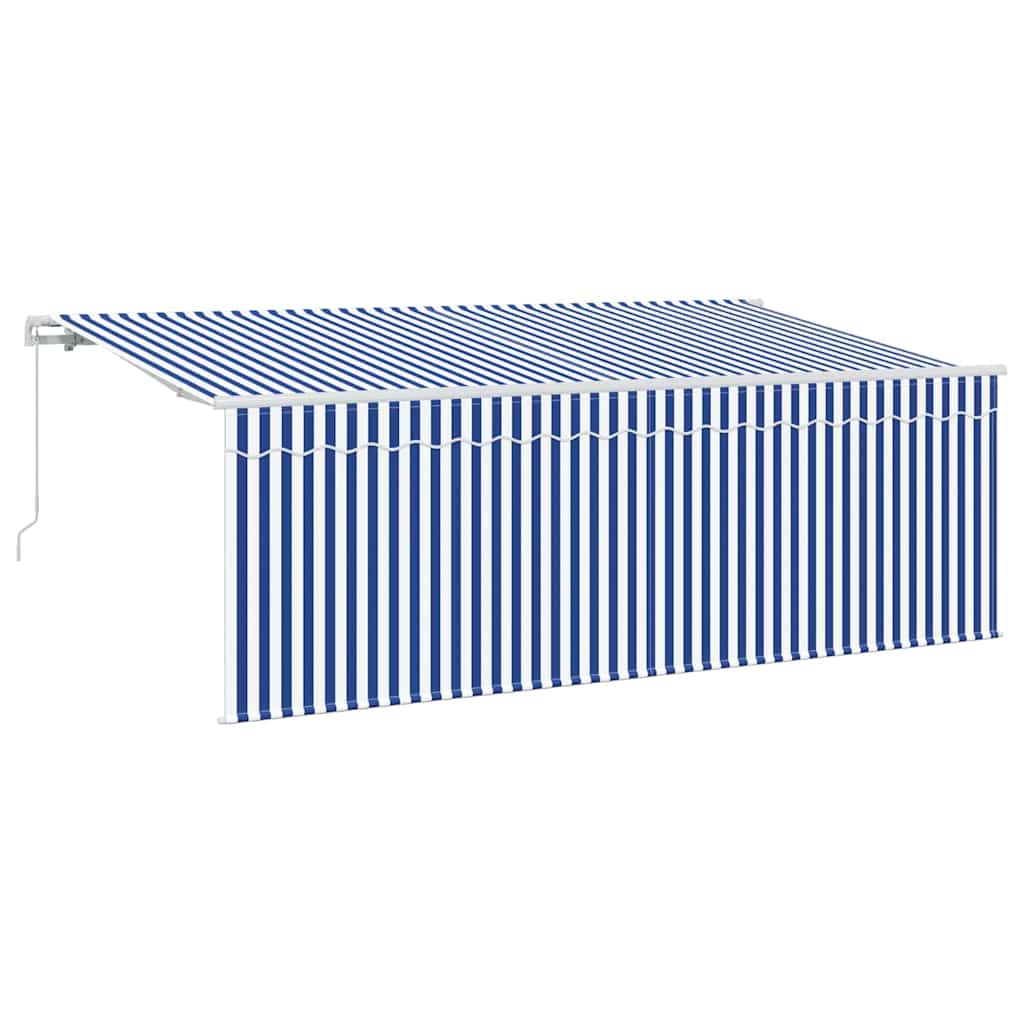 Ombrellone pieghevole Vidaxx in tessuto a righe blu 350 x 200 cm